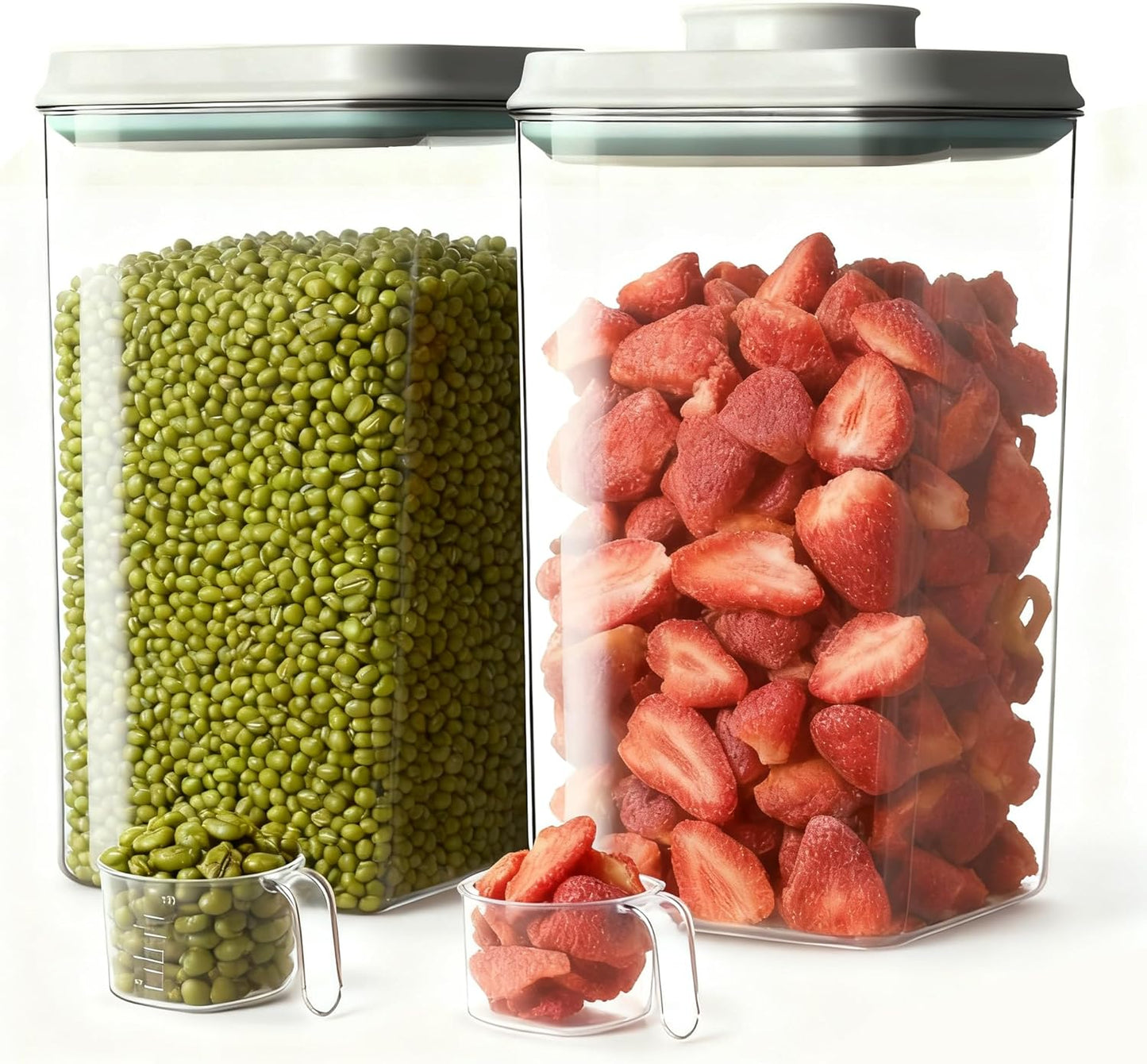 Pop Airtight Food Storage Containers Set with Lids, Large 4.2Qt/4L Food Containers with Scoop, Kitchen Pantry Organization and Storage, BPA Free Stackable Cereal Container (2 * 4.2Qt)