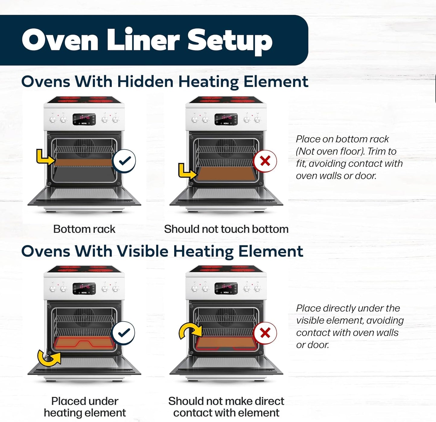 Cooks Innovations Non-Stick Oven Protector Mat - 2 Heavy Duty Nonstick Rack Liners to Protect Convection, Electric, Gas & Microwave Ovens - BPA & PFOA Free Heat Resistant Baking Mat