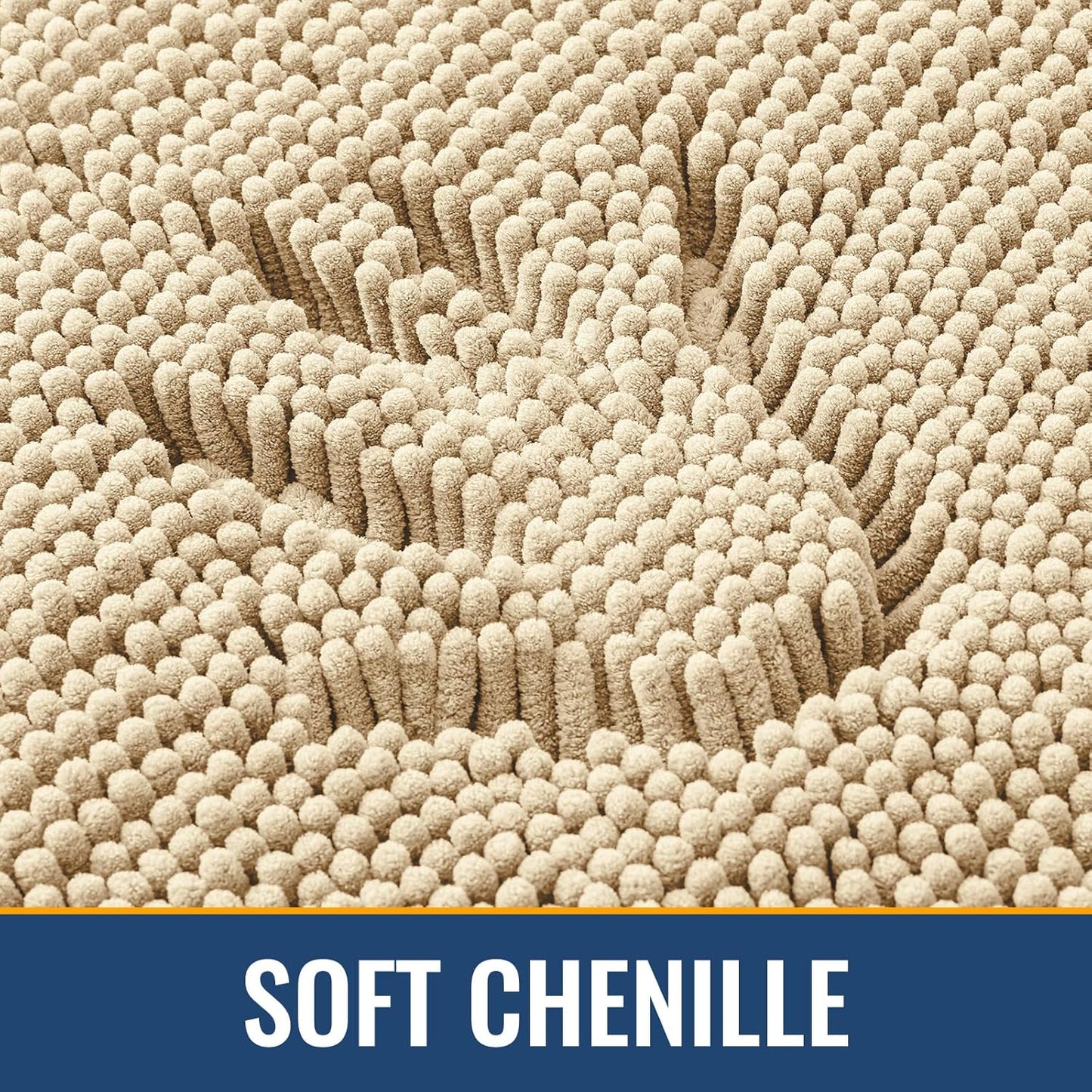 Arotive Bathroom Rugs 30x20, Extra Soft Absorbent Shaggy Chenille Bath Rugs, Machine Washable Rubber Backing Non-Slip Bath Mats for Bathroom Floor Tub and Shower, Home Decor Accessories, Beige