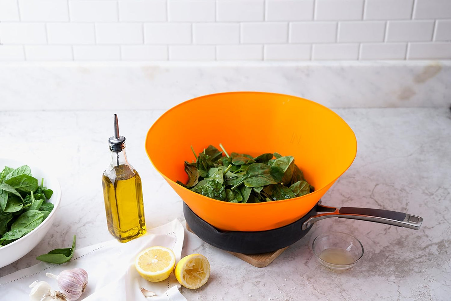 Frywall Splatter Screen Alternative 10" - Stops Grease Splatter Without Trapping steam - Continuous Access - Dishwasher Safe - Compact Storage (Orange)