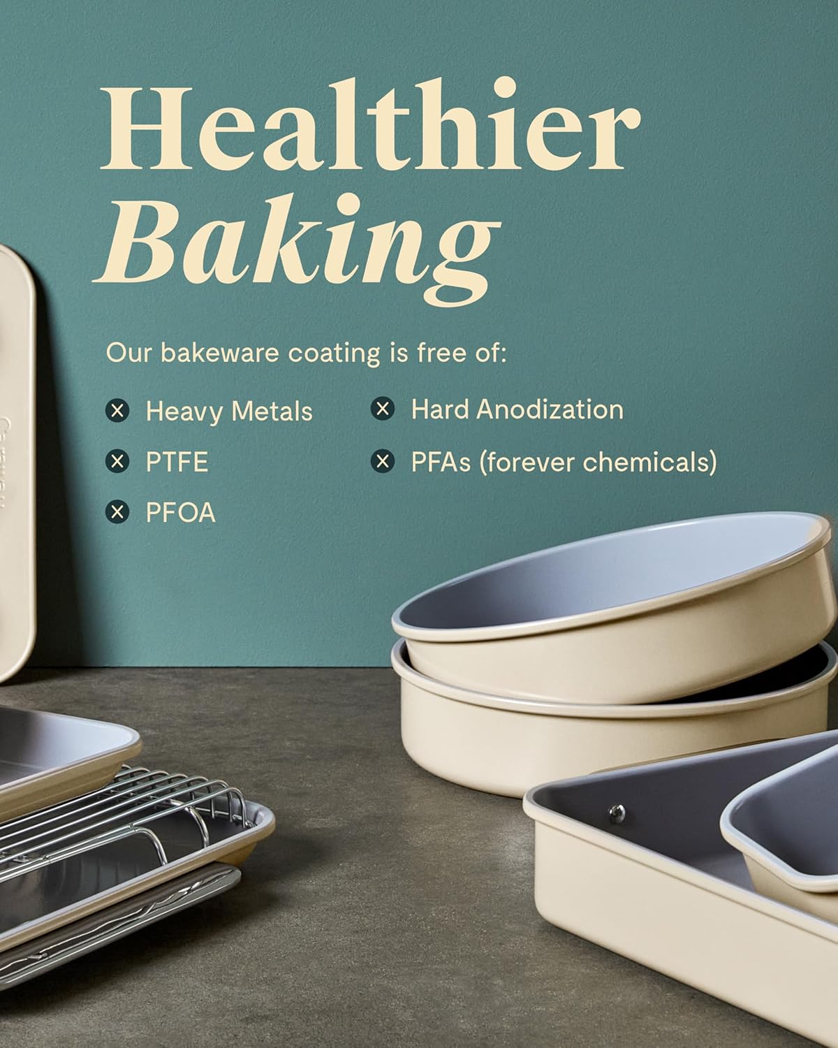 Caraway 9” Square Pan Duo - Non-Stick Ceramic Coating - Free From Forever Chemicals - Cake Pan Perfect for Brownies, Lemon Bars, & More - Navy