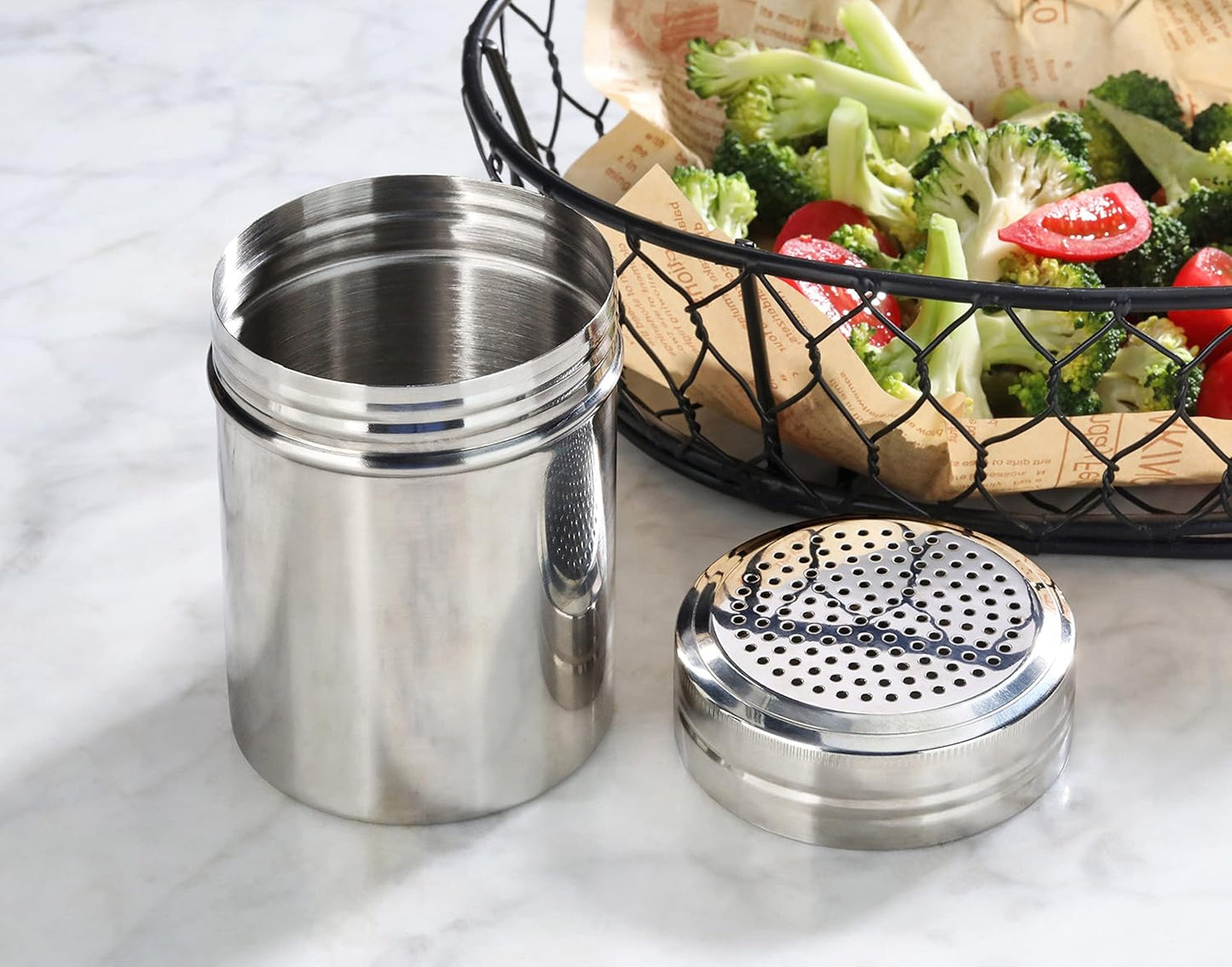 New Star Foodservice 28478 Stainless Steel Dredge Shaker, 10-Ounce, Set of 2