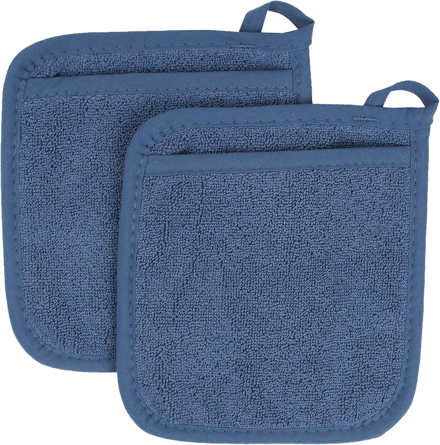 RITZ Terry Pocket Mitt & Hot Pad: Unparalleled Heat Resistant, Durable 100% Cotton,Ergonomically Designed for Optimal Grip, Easy-Care Machine Washable 2-Pack, Federal Blue