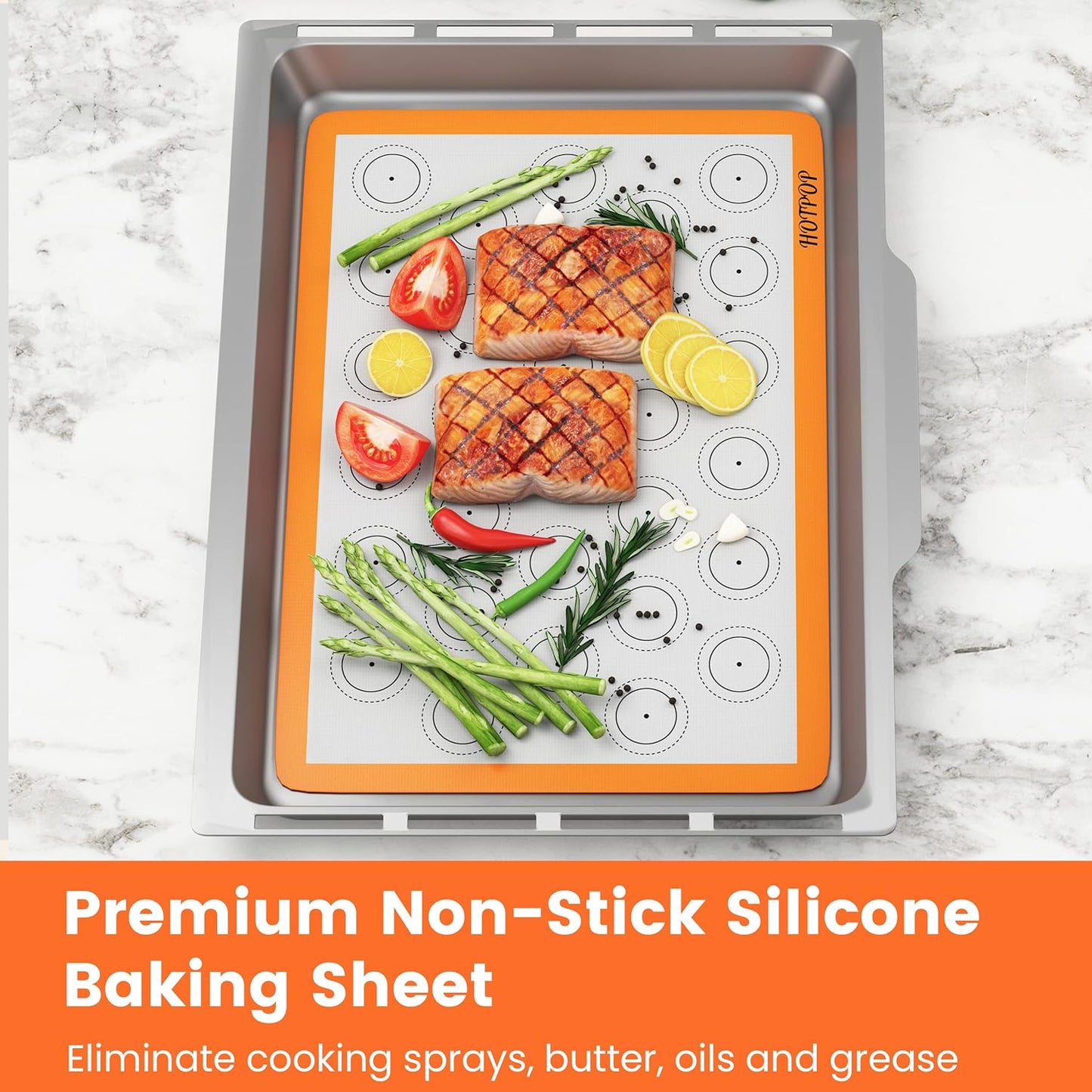 HOTPOP Silicone Baking Mats 0.75mm, Non-Stick Macaron Silicone Baking Mats - Silicone Sheet for Bake Pans and Rolling with Outlines for Pastries (3 HALF SIZE)