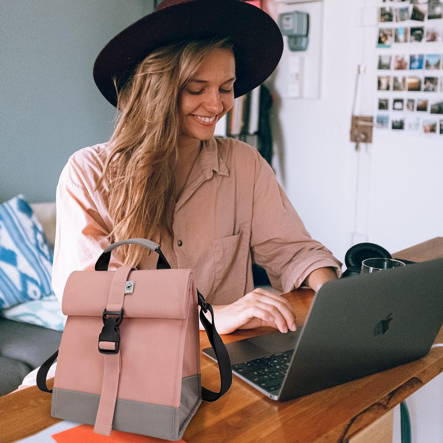 SUNNY BIRD Insulated Lunch Bag Pink Lunch Box Small Cooler Bag for Women, Girls, Adults and Teens (Pink)