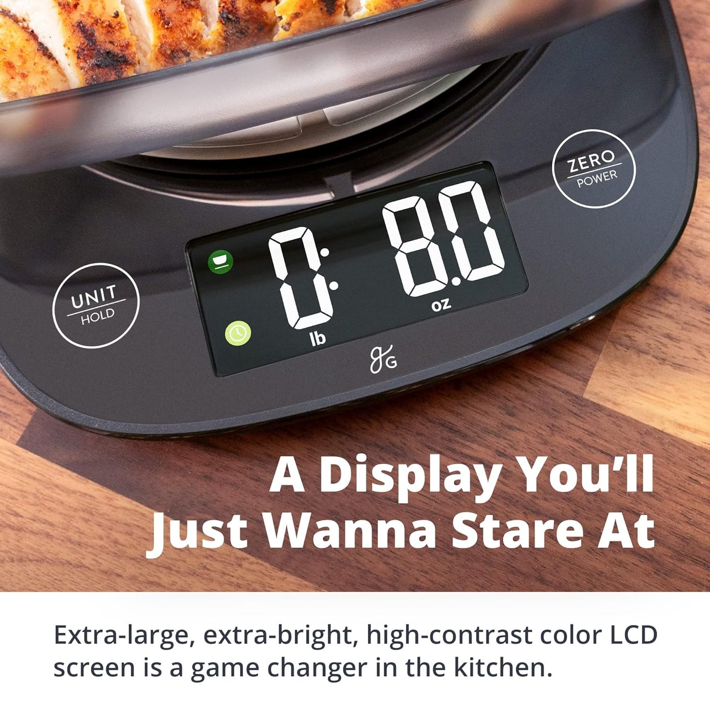 Greater Goods Digital Food Scale with Bowl, 11lb to 5kg Capacity, Grams and Ounces, Tare Function, 4 Units for Baking, Meal Prep, Weight Loss, Stainless Steel