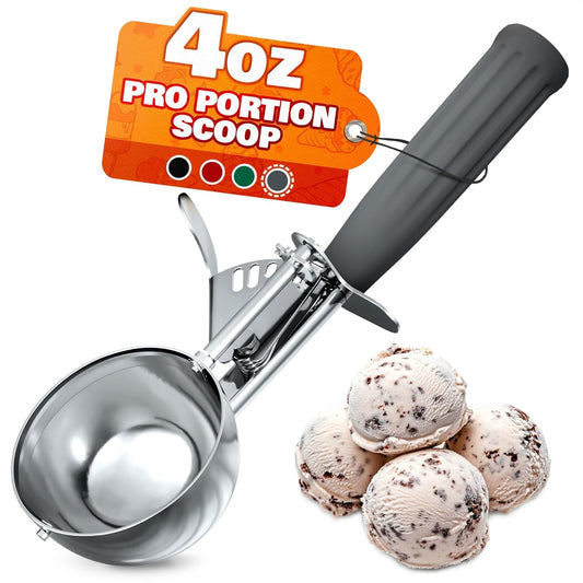 4 oz Ice Cream Scoop with Trigger Release #8 – Stainless Steel Versatile Tool for Baking, Cookies and Desserts Spoons, Easy-to-Clean, Dishwasher-Safe, Ergonomic Design for Precise Culinary Portions