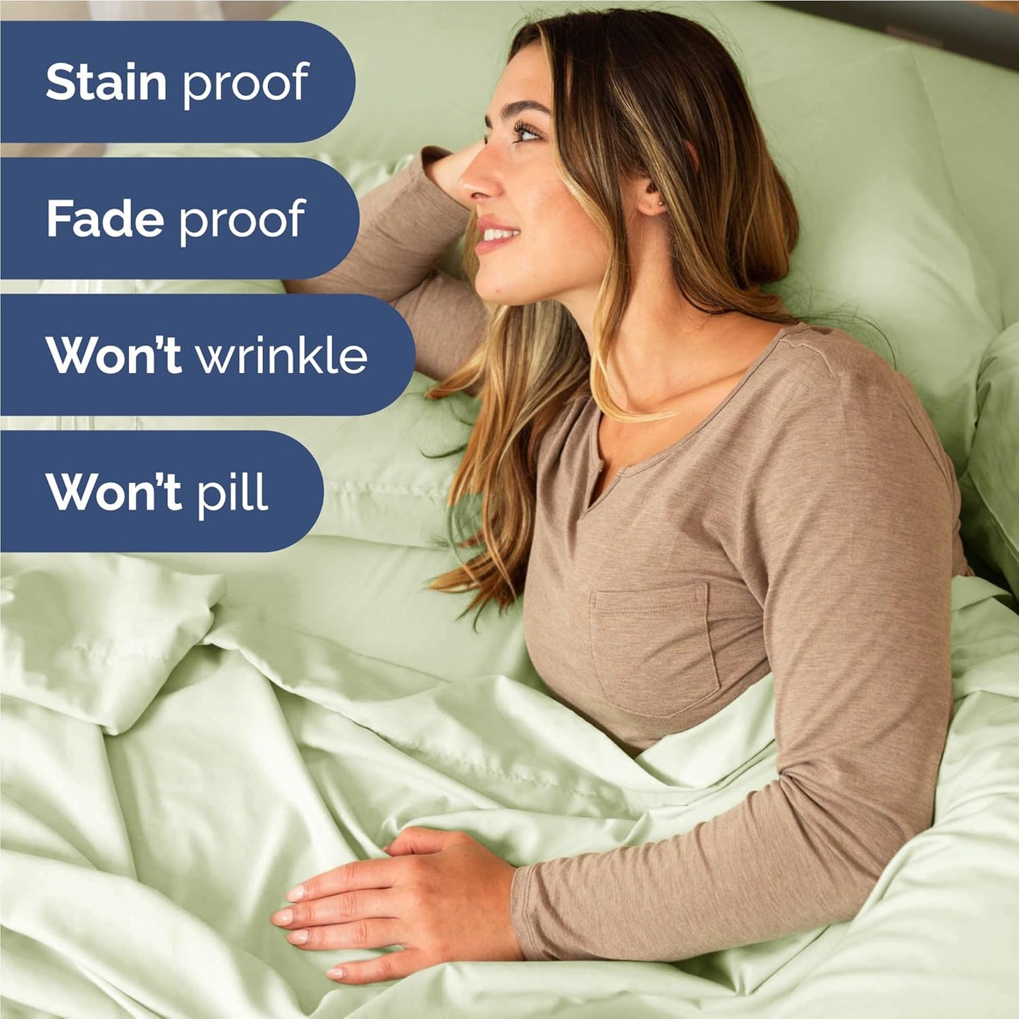 Full Size 4 Piece Sheet Set - Comfy Breathable & Cooling Bed Sheets Set - Hotel Luxury Bedding for Women, Men, Kids, Teens, Boys & Girls - Deep Pockets and Wrinkle Free - Oeko-Tex - Light Sage Green