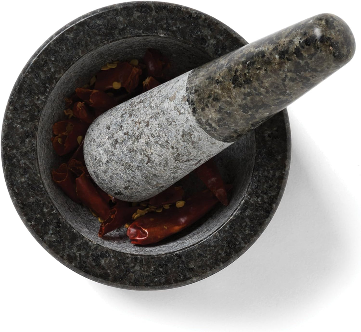 Fox Run Granite Mortar and Pestle, 4.75-Inch Diameter, Black & Gray