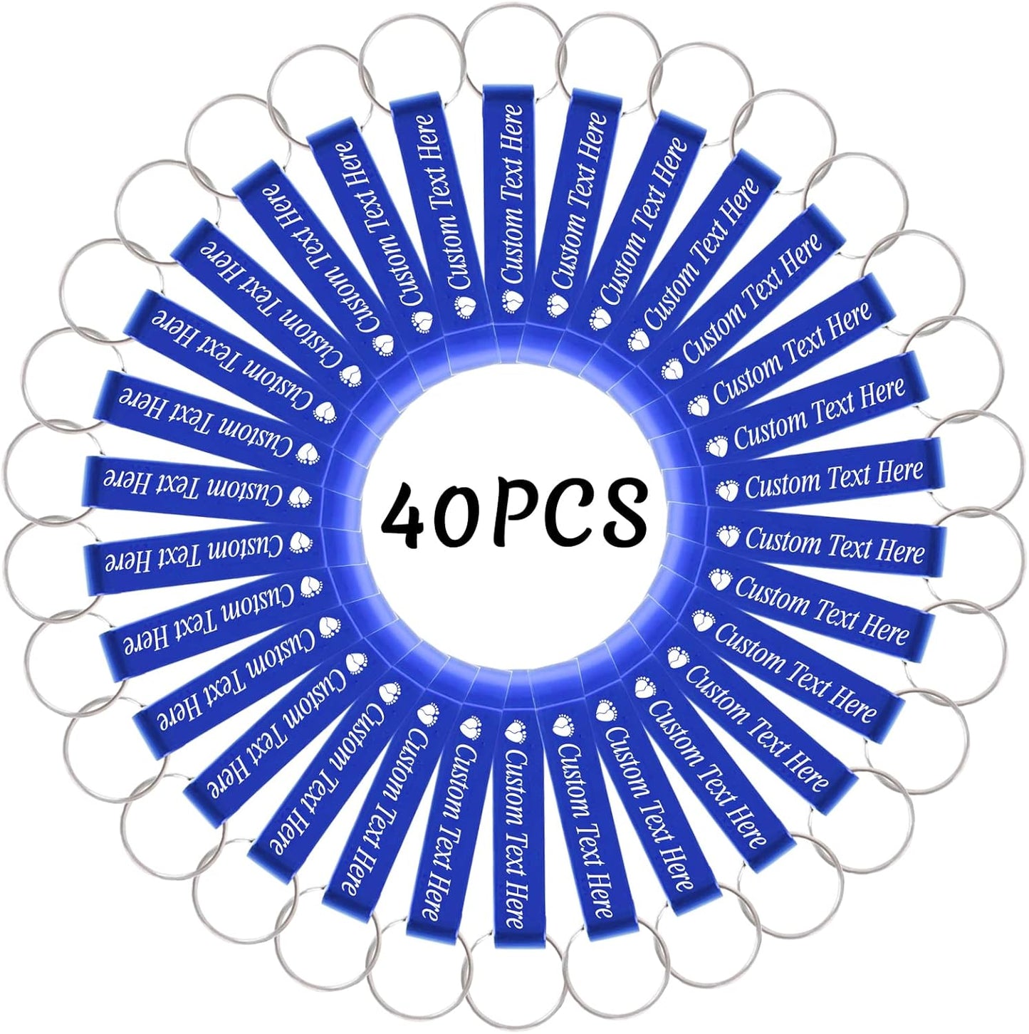 40PCS Personalized Bottle Opener Keychain Bulk Custom Beer Bottle Opener with Logo Text Engraved Wedding Bottle Opener Favors Customized Gifts for Guests Baby Shower Birthday Party-Blue