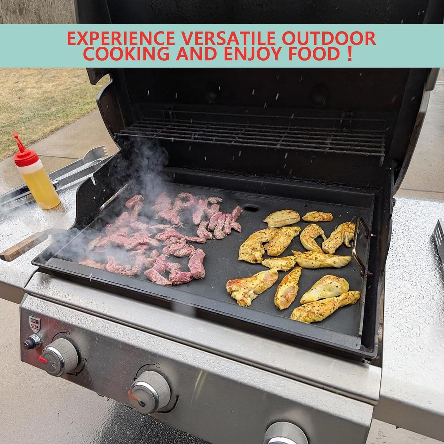 Spirit 300 Full Size Griddle Insert for Weber GS4 Spirit I/II 300 Series Gas Grill E310,E320,S310,E315,S320,E330,S330 Parts, 6787 Carbon Steel Flat Top Griddle Replacement Parts for Weber 7638 7639