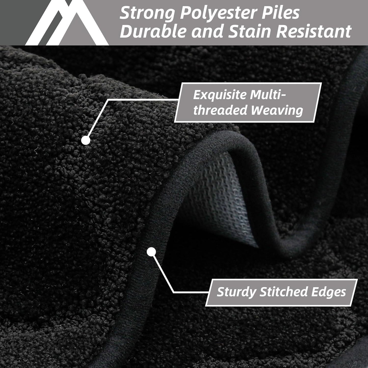 COSY HOMEER Soft Kitchen Rugs [2 PCS] for in Front of Sink Super Absorbent Kitchen Floor Mats and Mats 24x35 Inch/24X60 Non-Skid Kitchen Mat Standing Mat Washable,Polyester,Black