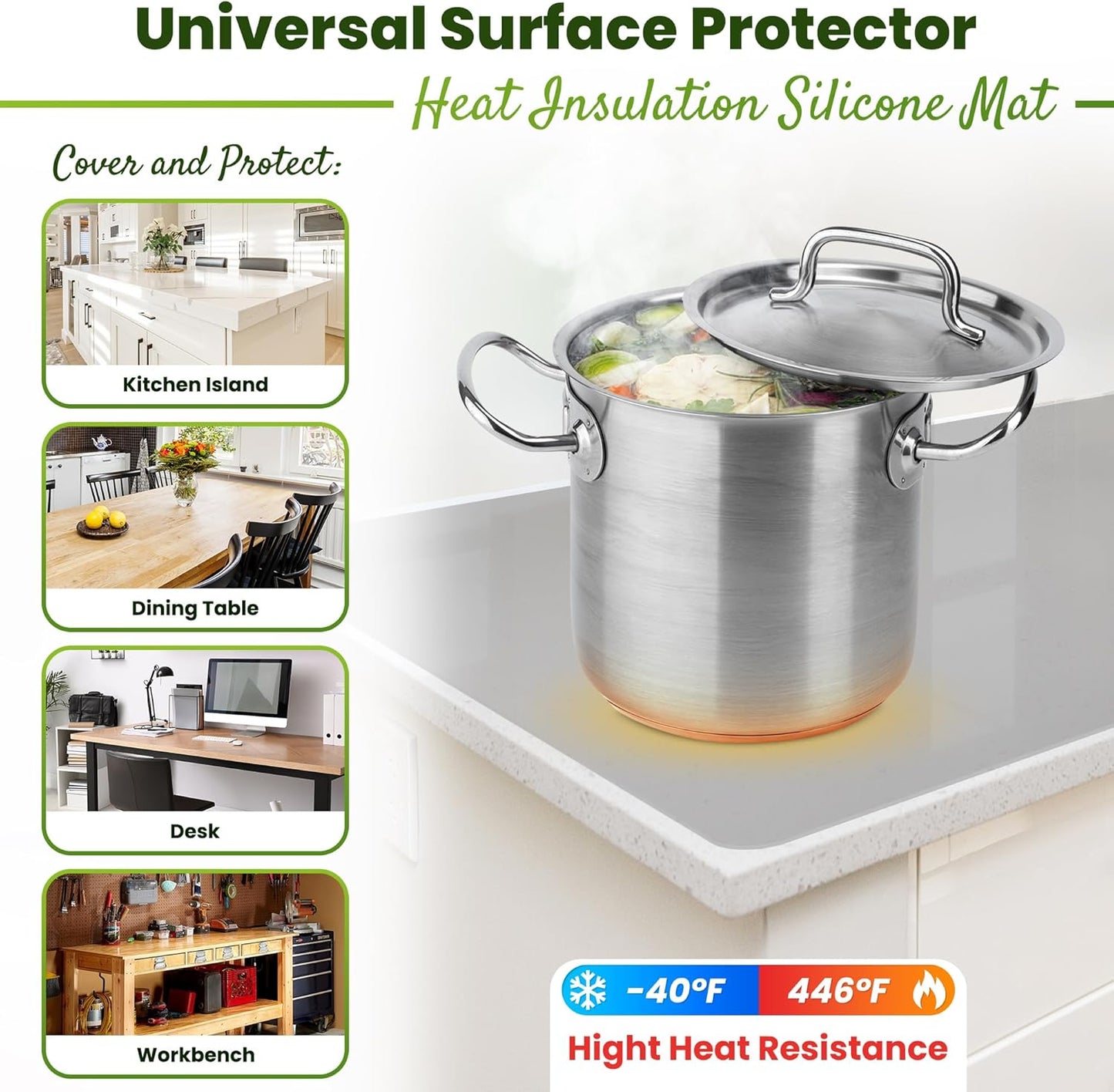 Premium Silicone Mat 25" x 17" Cooking Mat Thick Heat Resistant, Kitchen Counter Mat - Coffee Machine, Glass Top Stove Cover Countertop Protector for Air Fryer, Baking mat (Semi-Translucent)