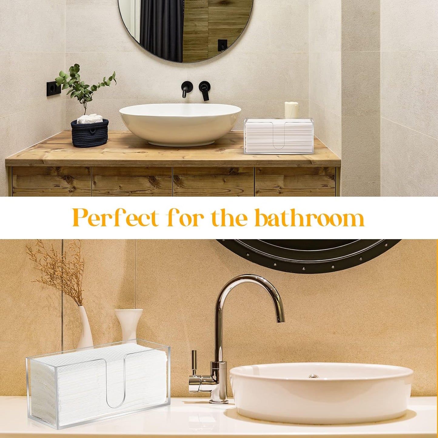 4Pack Acrylic Countertop Paper Towel Dispenser, Folded Paper Towel Dispenser Clear Trifold Napkin Holder, Suitable for Z-fold, C-fold or MultiFold Trifold Paper Towels for Bathroom Toilet and Kitchen