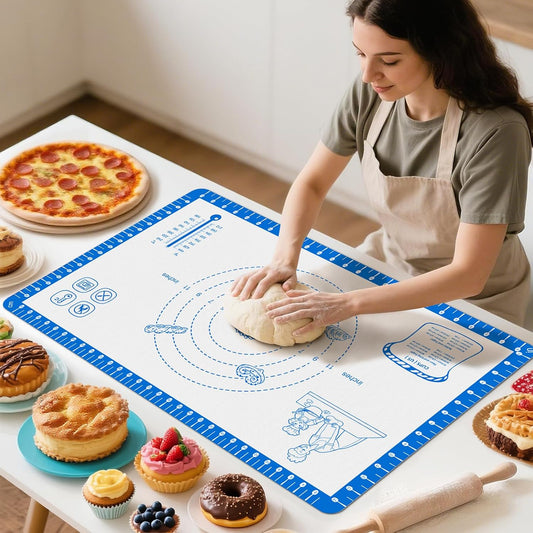 Baking Mats Silicone for Baking Sheet, non Stikc Pastry Mat for Dough Rolling, Silicone Macaron Baking Sheet for Cookie, Pizza, Surdough, Pastry,Dough Rolling out, Non Stik and 480°F Oven Safe