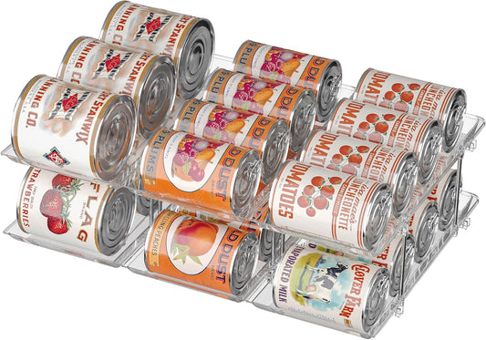 Can Organizer for Pantry Soda Can Organizer Automatic Rolling Food Pantry Storage Rack Can Dispenser for Fridge Holds 24 Cans, Fits 5.8-Inch Soda and Can, Set of 6