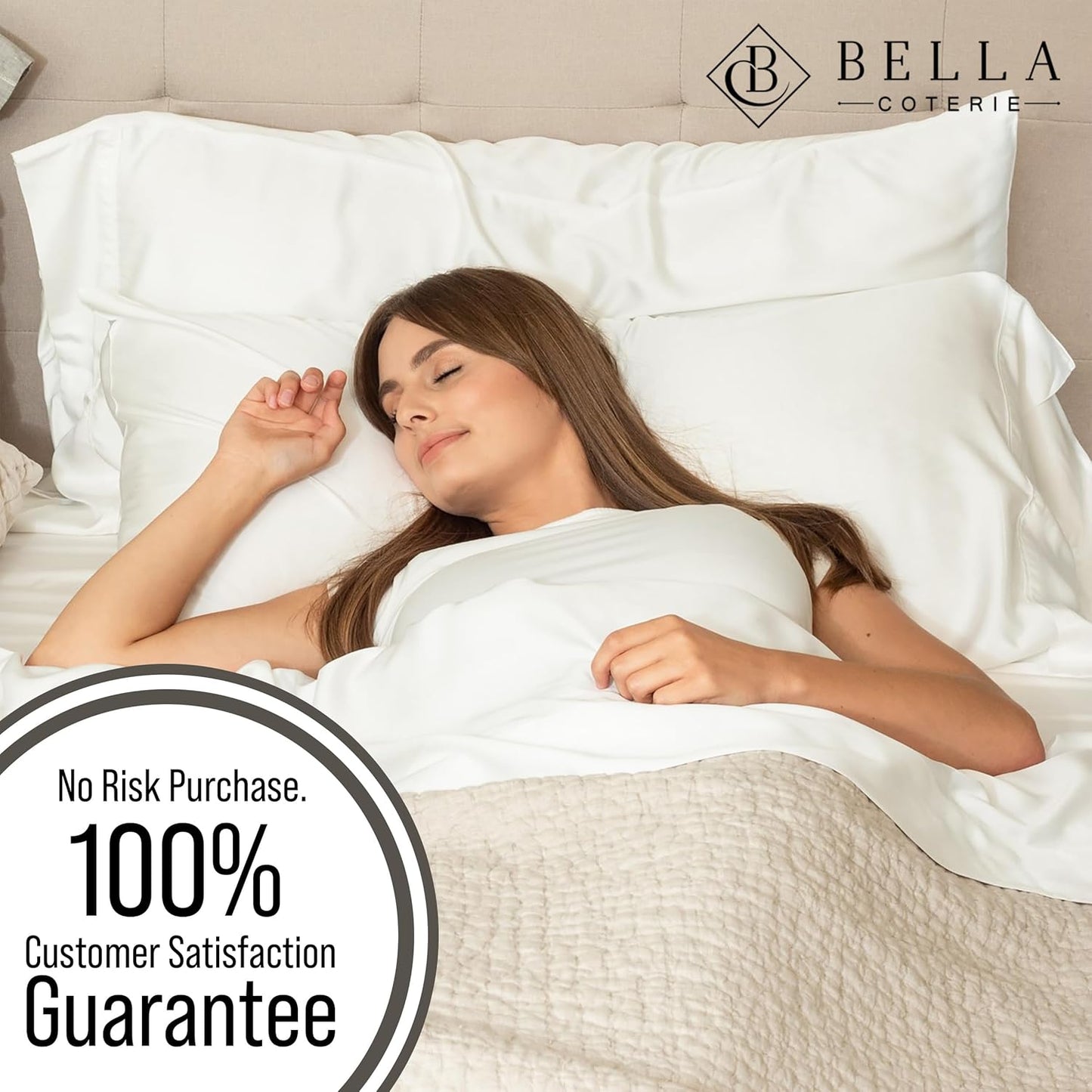 Bella Coterie Luxury Bamboo Viscose King Size Sheet Set | 100% Organically Grown | Ultra Soft | Cooling for Hot Sleepers | 18" Deep Pocket [White]