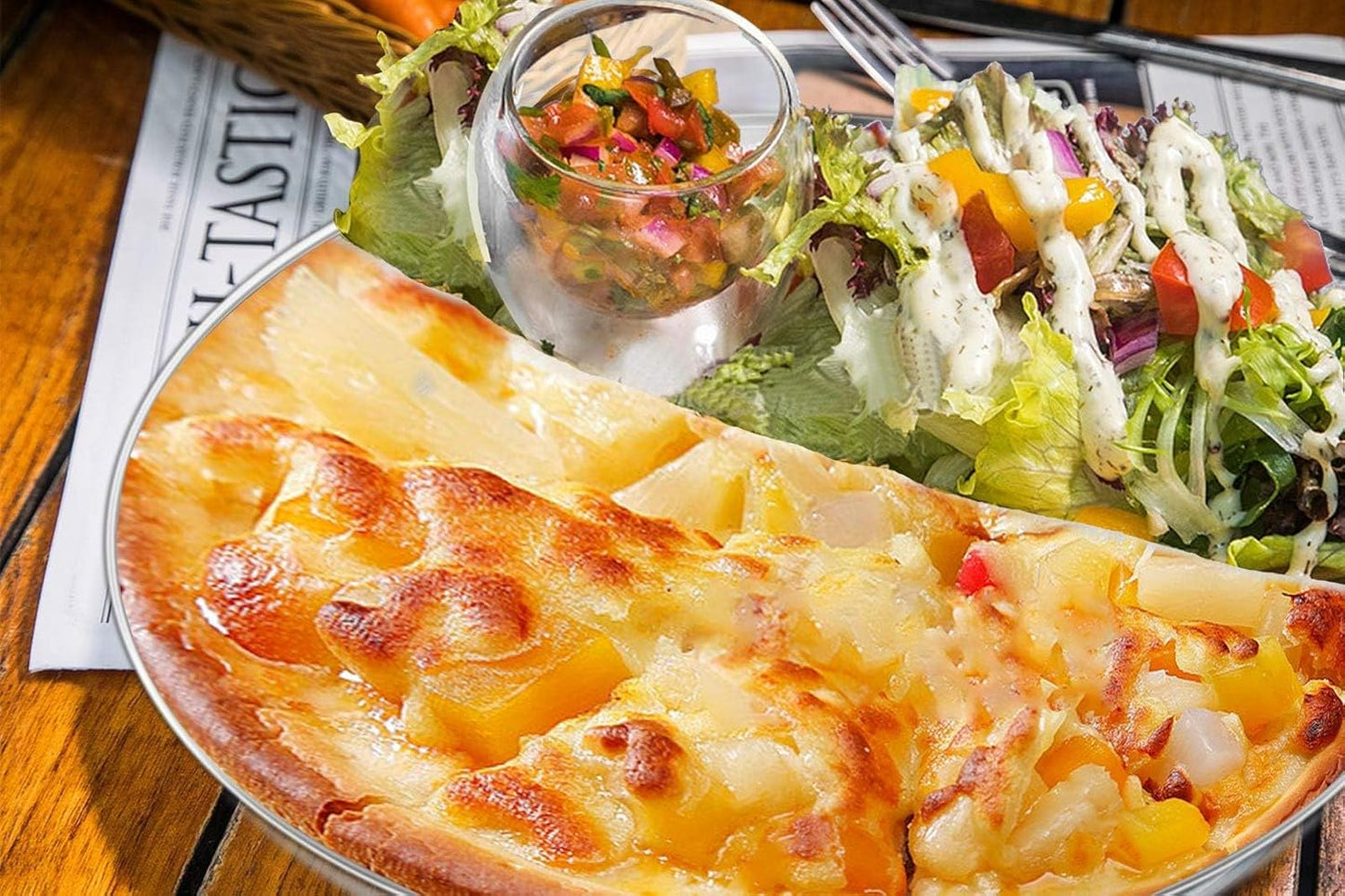 Pizza Pan, 13½ inch Stainless Steel Pizza Pan Set Large Pizza Oven Pans Tray for Baking Serving, Healthy & Heavy Duty, Dishwasher Safe & Easy Clean - 4 Piece