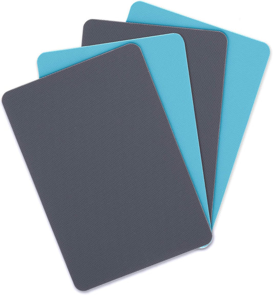 Dexas Heavy Duty Cutting Board Grippmat, Flexible Cutting Boards for Kitchen, Set of 4, Non Slip Plastic Board Cutting Mat 8 by 11 inches, Gray and Turquoise Set Kitchen Gadgets