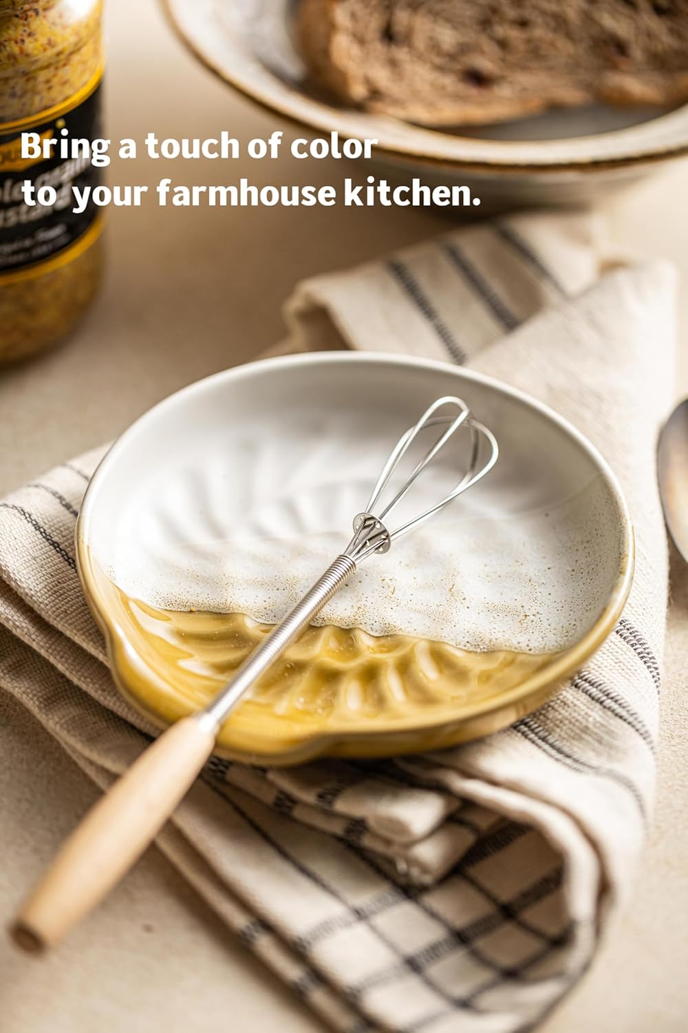 Large Spoon Rest for Stove Top, 5.3inch Ceramic Spoon Holder Utensil Holder for Kitchen Counter, Large Cooking Spatula Rests for Ladles Tongs, Gradient Brown