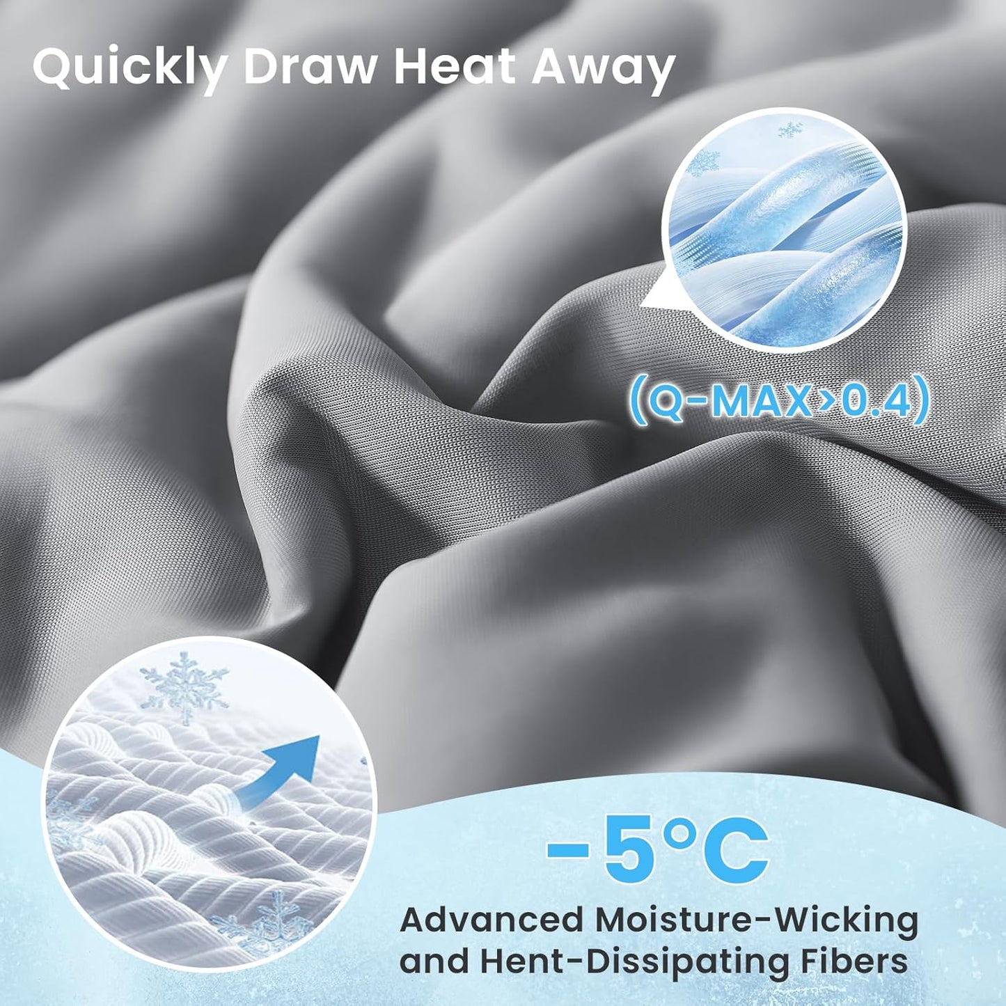 HYLEORY Cooling Comforter Twin Size - Summer Cooling Blanket for Hot Sleepers/Night Sweats, Double-Sided Cold Touch Silky Ice Comforters, Breathable Lightweight Beddings, Cool Gray, 68"x90"