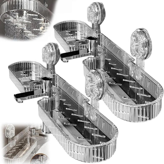 Universal Removable Faucet Storage Rack, No-Drill Bathroom Suction Storager Box, Thickened And Widened Panel Design, Water Automatically Drains Away, For Bathroom Kitchen (2 PCS BLACK)