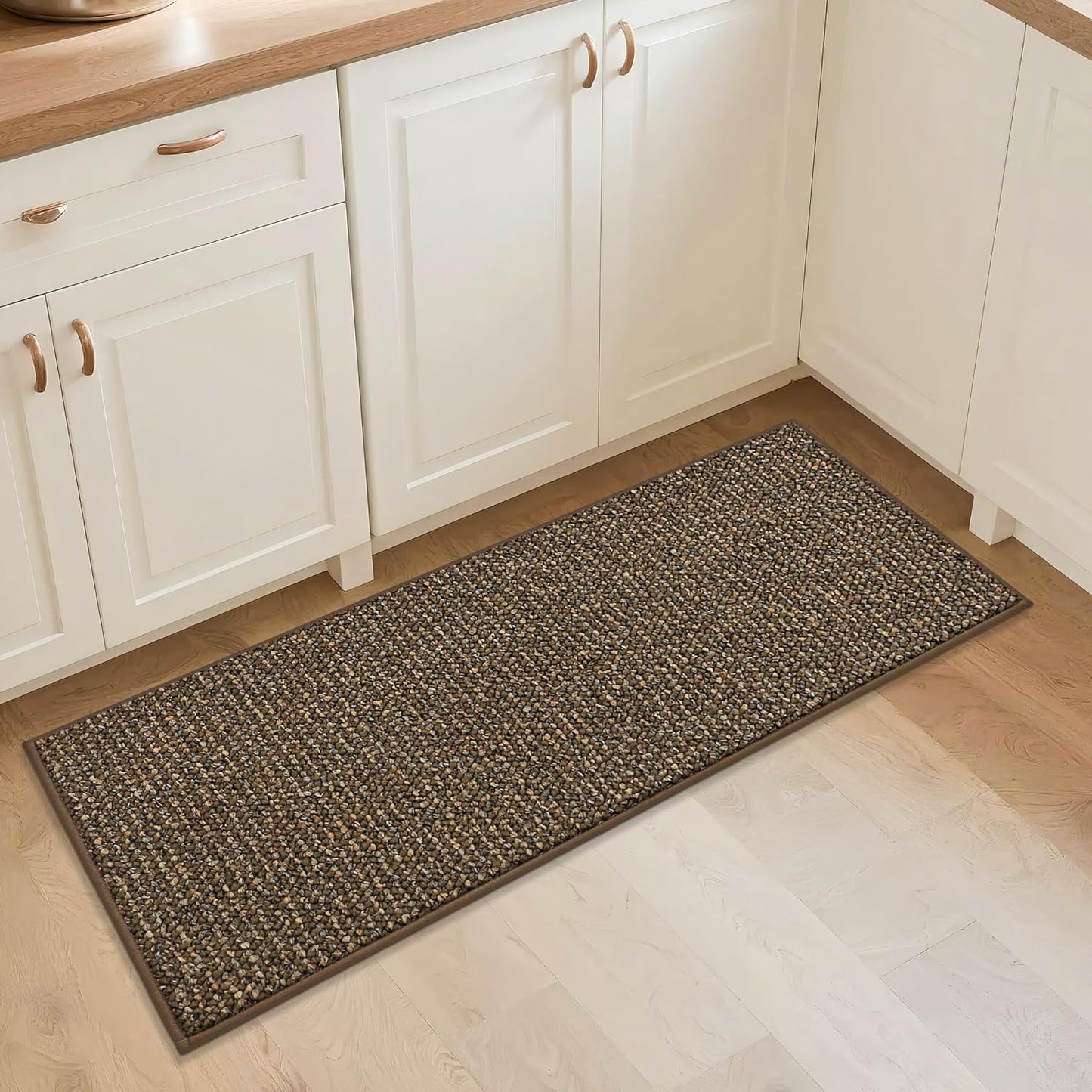 BEQHAUSE Kitchen Runner Rugs 20"x48", Non-Slip Kitchen Mats for Floor, Super Absorbent and Stain Resistant Kitchen Rug, Machine Washable Rugs for Kitchen, Hallway, Laundry & Sink, Brown