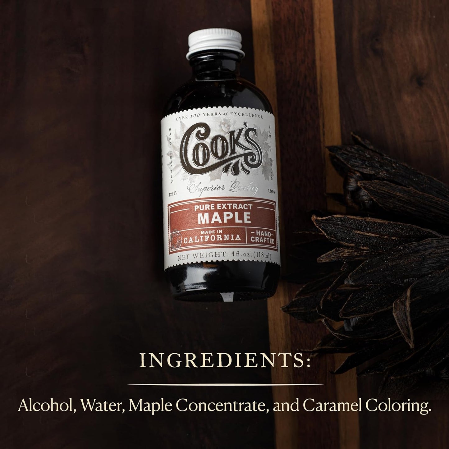 Cook's, Pure Maple Extract, All Natural Premium Maple Sap from Vermont's Finest Maple Trees, 32 oz