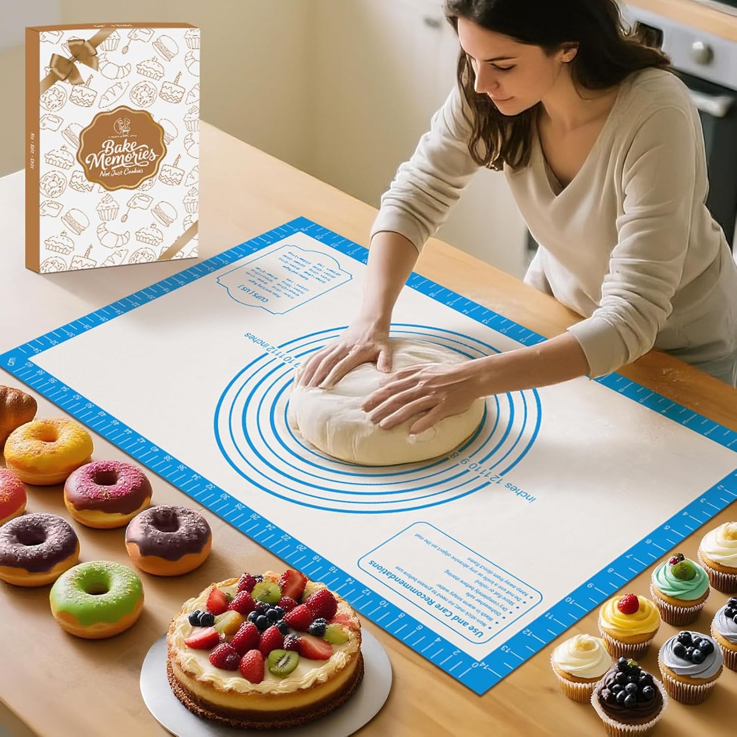 Non Stick Silicone Pastry Mat, Macaron Silicone Baking Mat for Making Pizza Cookie Bread,Pie Crust Oven Liner, Mat Non-Slip Fondant Mat Extra Large 32" x 24"