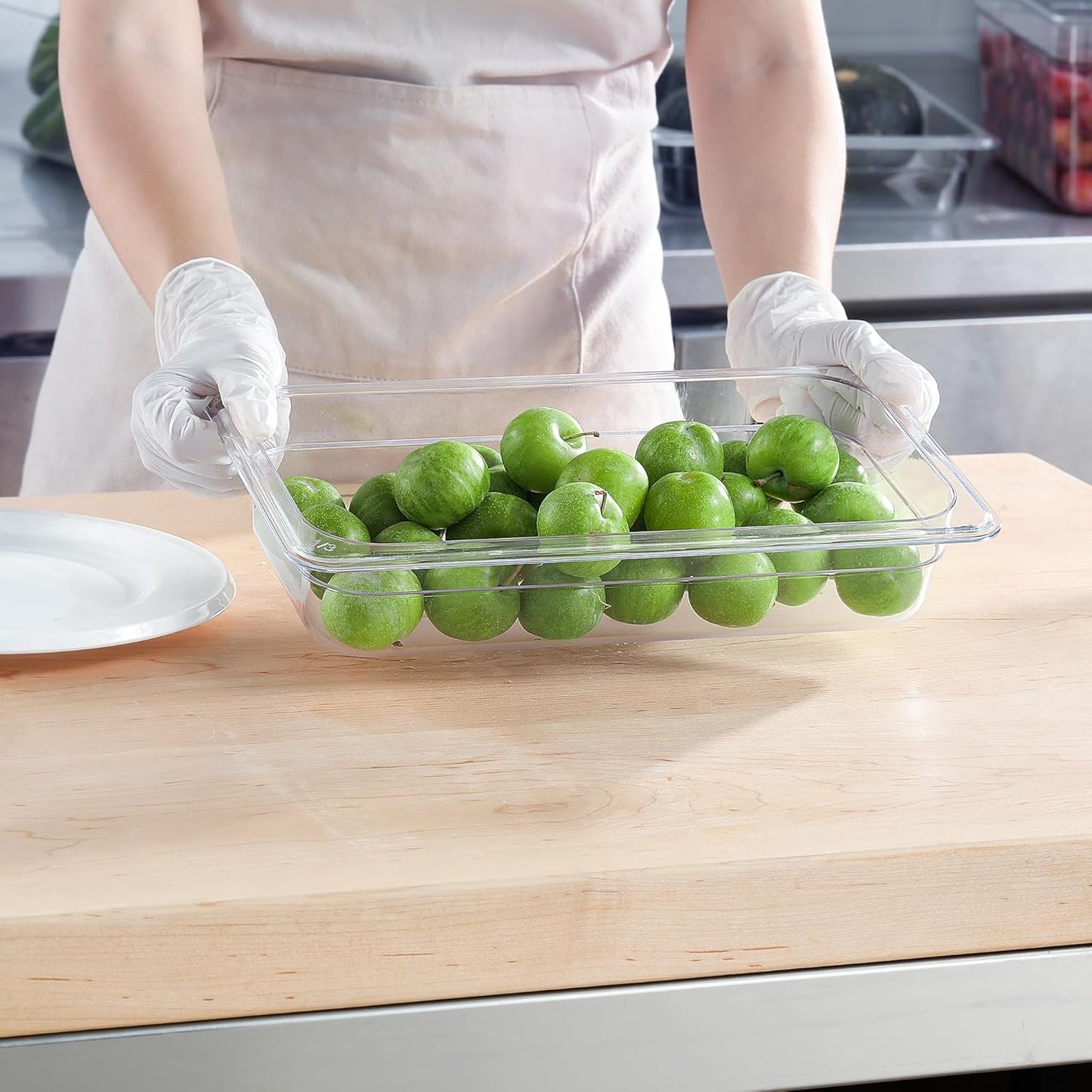 6-Pack 1/3 Size Food Pan 2.5 Inch Deep BPA Free Polycarbonate Food Storage Containers Stackable Clear Hotel Pan for Buffet Party Supplies Dishwasher Freezer Safe