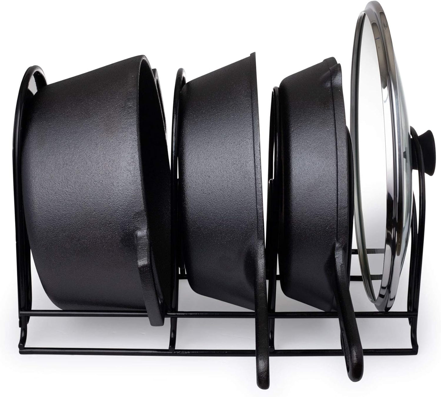 Cuisinel Heavy Duty Pots and Pans Organizer - Extra Large 5-Tier Rack - Holds Cast Iron Skillets, Dutch Oven - Durable Construction - Space Saving Kitchen Storage - No Assembly Required - Black 15.4"