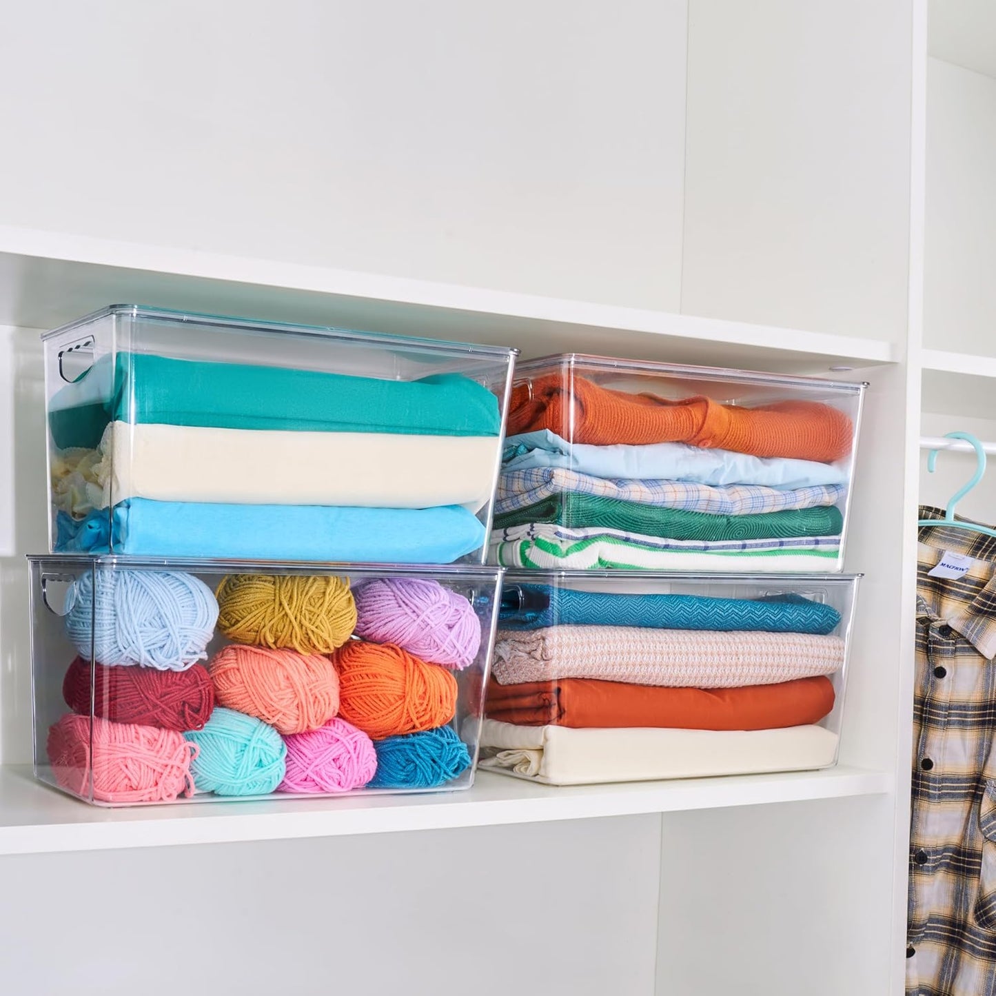 theaoo Clear Storage Bins with Lids Stackable - XLarge Plastic Containers for Pantry Organization and Storage - Perfect for kitchen,Fridge,Laundry Room,Bathroom,Garage,Closet,Cabinet Organizer -6 Pack