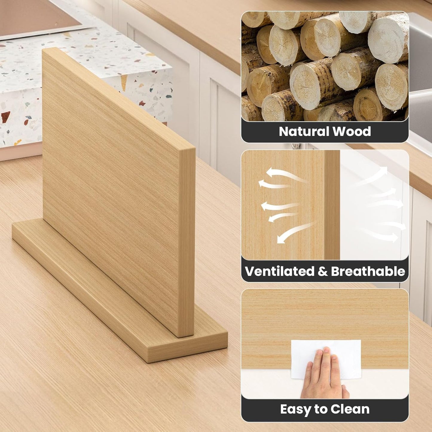 Extra Large Magnetic Knife Holder, Double-Sided Magnetic Knife Block Universal Multi-function Display Rack for Kitchen Counter