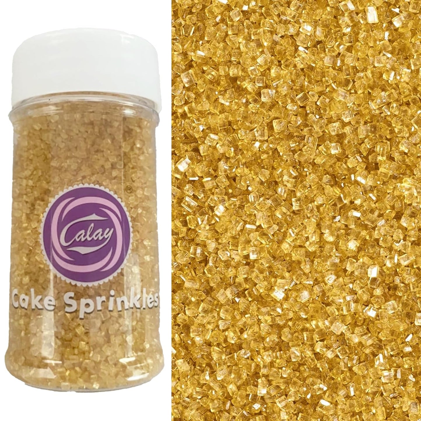 Sentovac Gold Sanding Sugar for Baking Edible Sparkling Sugar Sprinkles Coarse Sugar Crystals for Baking Topping Cake Cookie Cupcake Topper Ice Cream Decoration Supplies 3.2 OZ