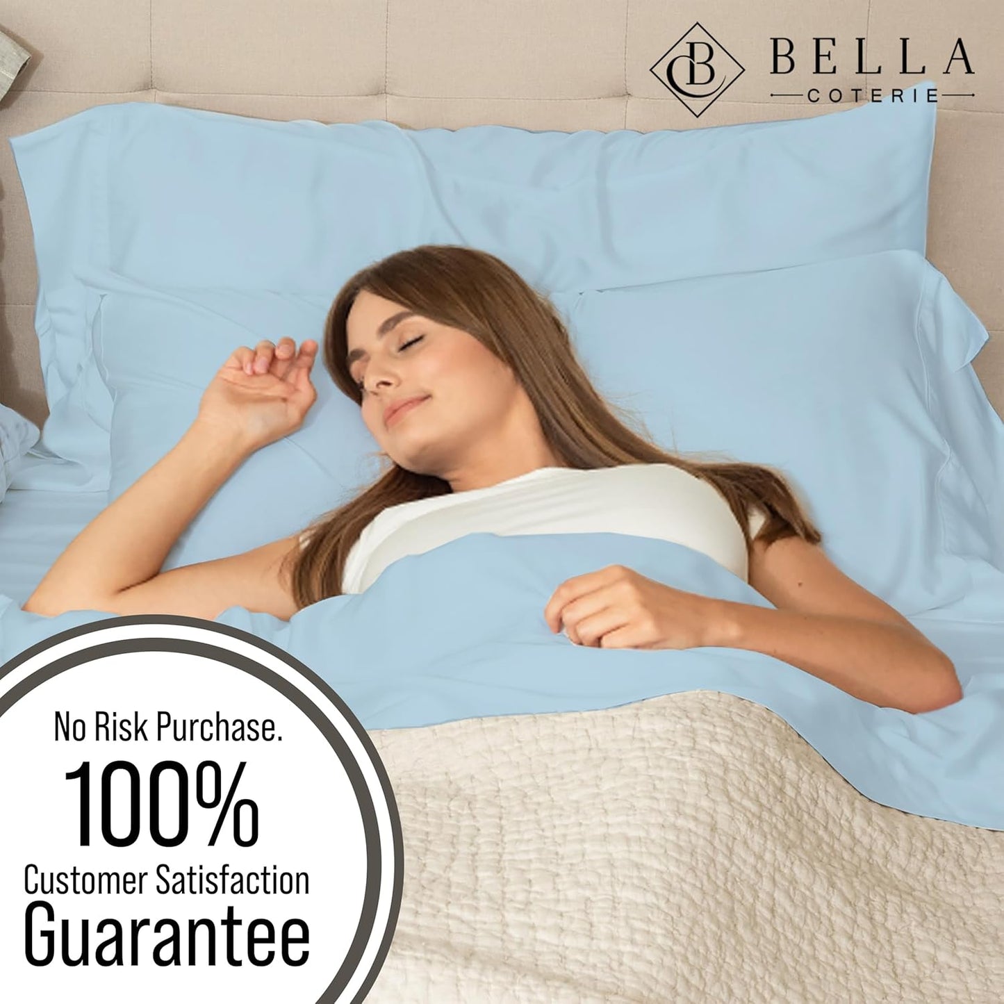 Bella Coterie Luxury Bamboo Viscose Twin Size Sheet Set | 100% Organically Grown | Ultra Soft | Cooling for Hot Sleepers | 18" Deep Pocket [Coastal Blue]