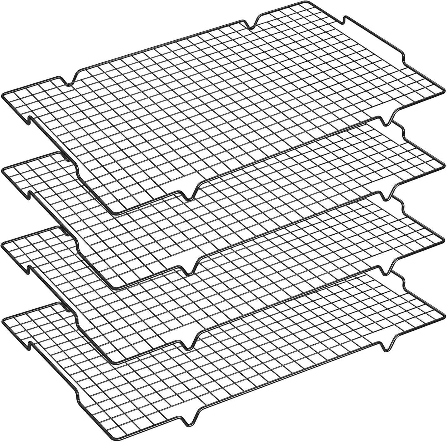 HULISEN 4 Pack Cooling Racks - 16" x 10", Nonstick Wire Baking Rack with Handle fits Half Sheet Pan for Cooking, Roasting, Grilling, Drying, Metal Mesh Cookie Rack for Cooling Cake, Oven Safe