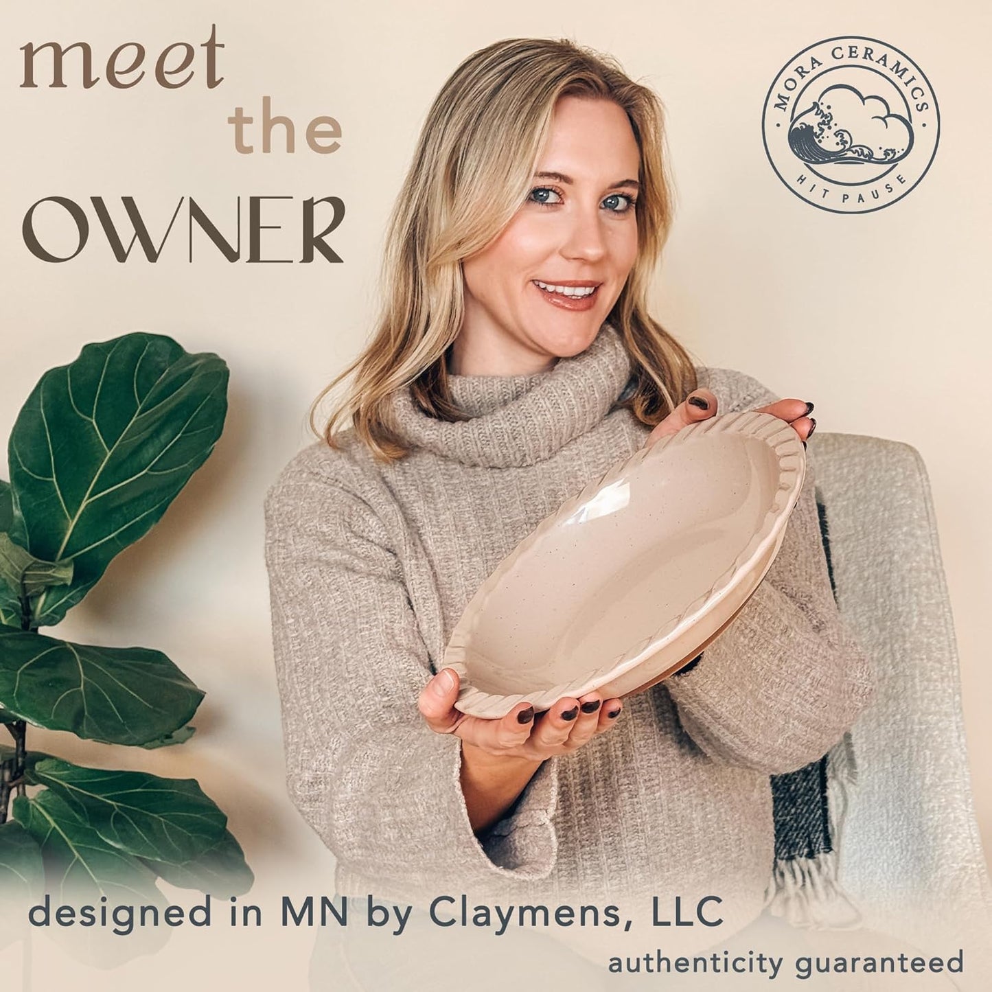 Mora Ceramics Classic 9 Inch Round Pie Pans Set of 2 - Dishwasher and Oven Safe, Shallow Pans for Baking Apple/Pumpkin Pies, Quiche, Rolls, etc.