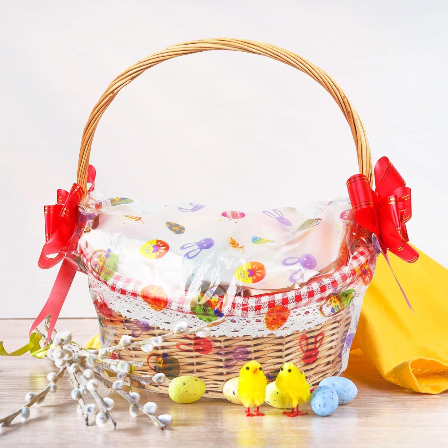 JOYIT 100ft Easter Cellophane Wrap Roll with Egg (17.5 in x 100 ft) - 3 Mil Thick Easter Wrapping Paper Roll, Easter Cellophane Bags for Baskets Candy Gift Wrapping