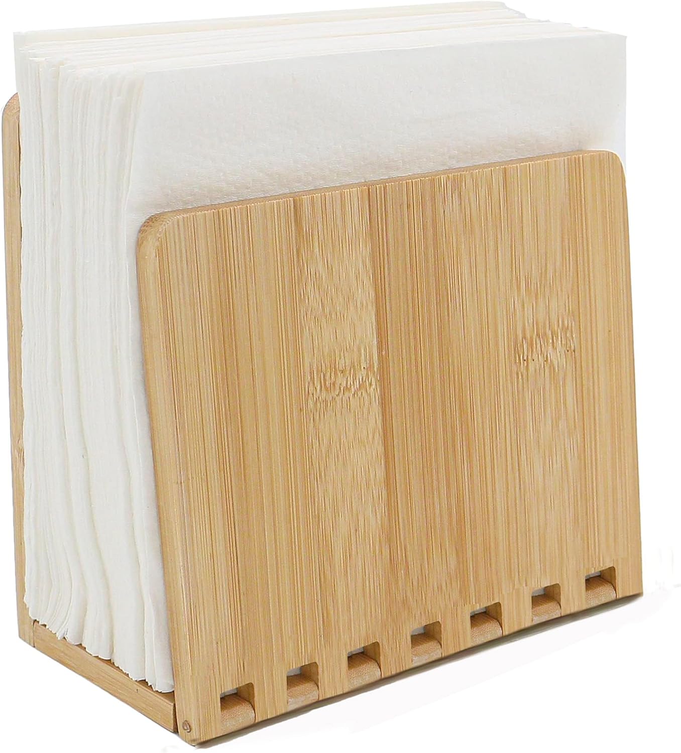 Bamboo Napkin Holder, Adjustable Wood Storage Rack for Dining Room, Picnic, Kitchen Table Indoor Outdoor - Dispenser for Table (Original))