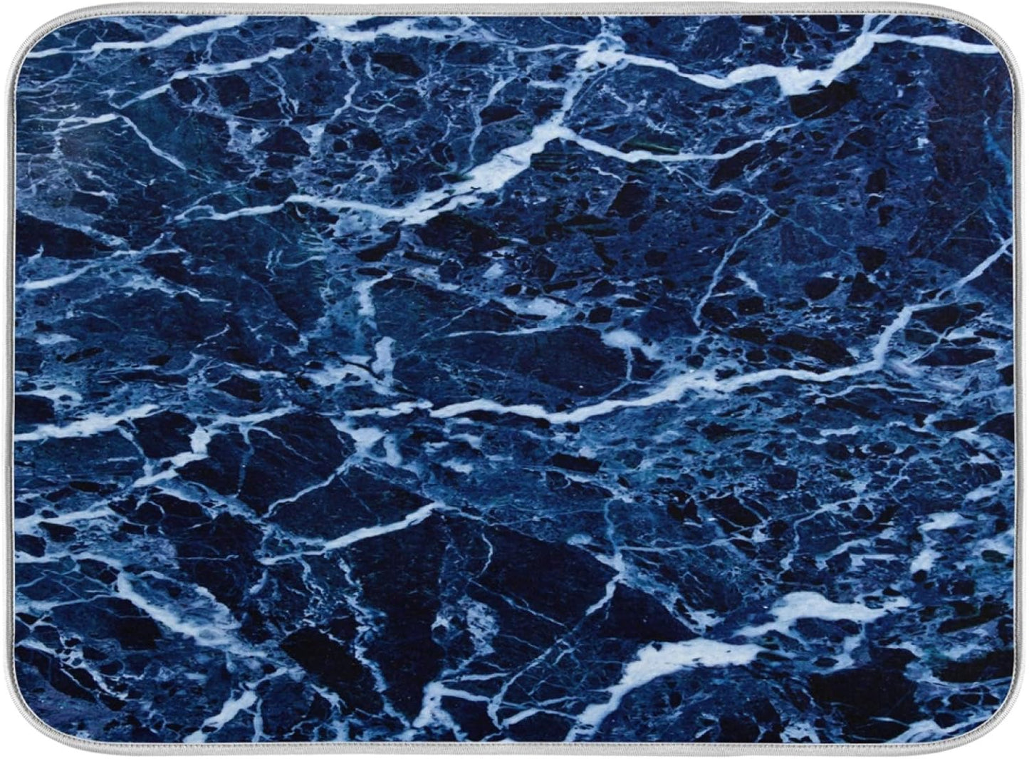 Super Absorbent Dish Drying Mat, Microfiber Fast-Drying Dish Mat, 24" x 18, Kitchen Dish Drying Pad, Navy Blue Marble…