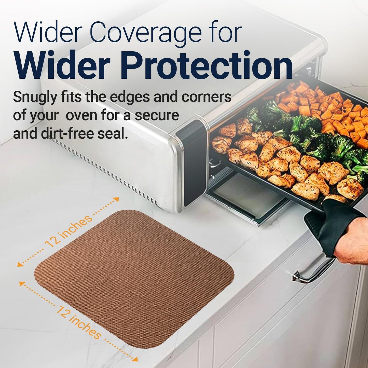 Toaster Oven Liners for Bottom of Oven (4 Pack) Reusable Non-Stick Heat Resistant Toaster Liners, Compatible with Ninja, Cuisinart, Emeril Lagasse & More, Toaster Mat, 12"x12" (Copper)