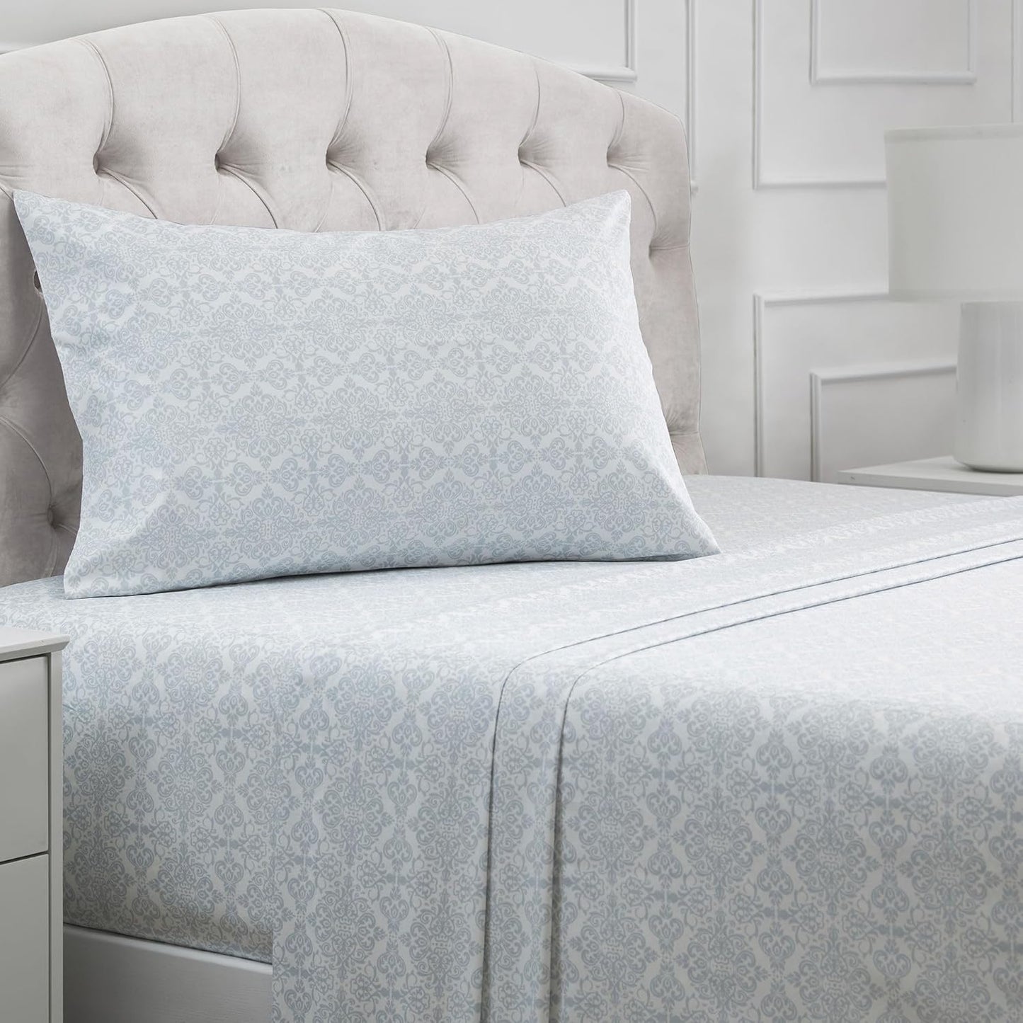 Mellanni Twin Sheets Set - 3 PC Iconic Collection Bedding - Hotel Luxury, Extra Soft, Cooling Bed Sheets - Wrinkle, Fade, Stain Resistant (Twin, Laced Sky Blue)