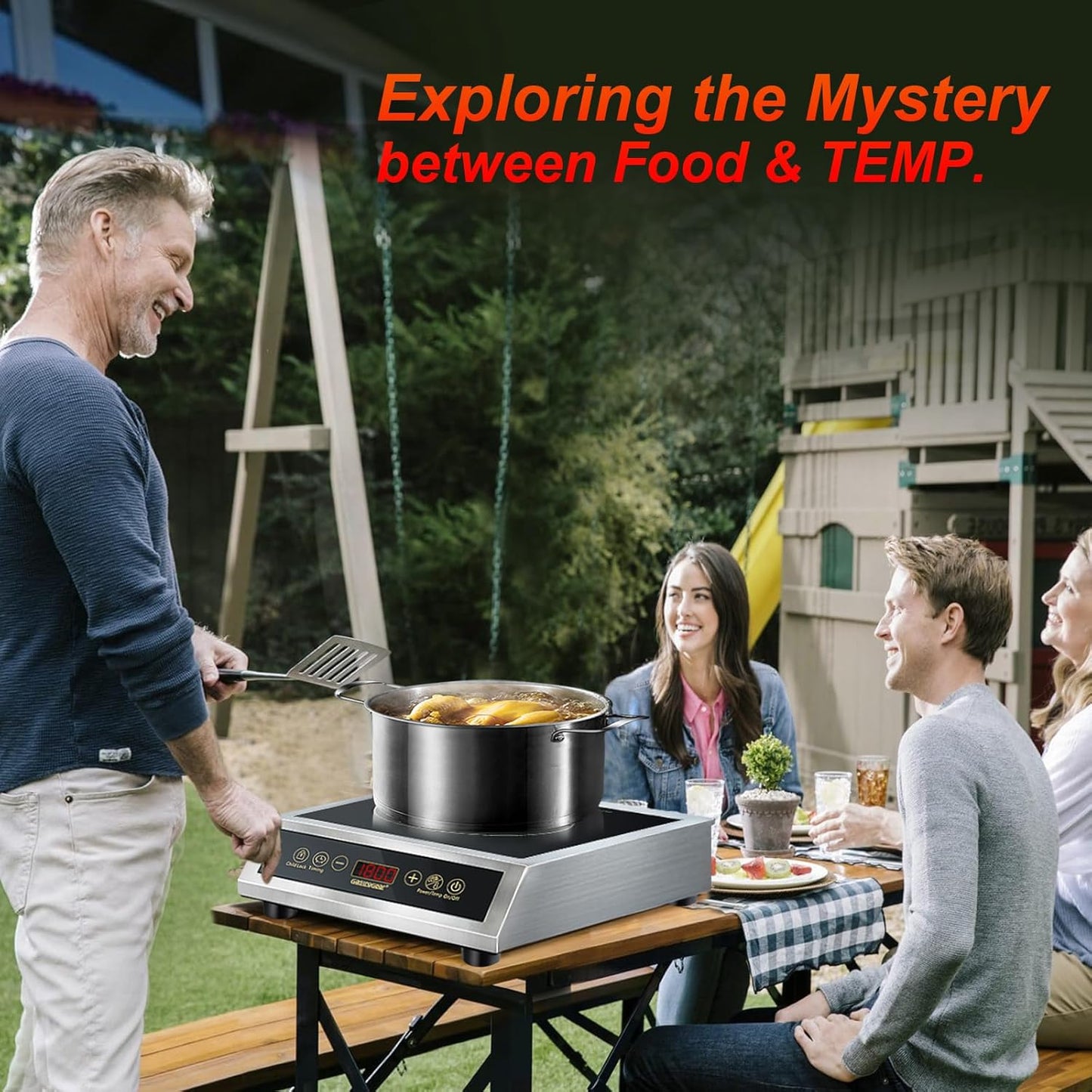 Induction Cooktop, Commercial Electric Stove with 17 Power Levels, 200-1800W, 176~464°F, Child Safety Lock, 18-hour Timer, 1800W Induction Hot Plate Burners for Cooking