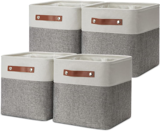 DULLEMELO 11 Inch Cube Storage Bins Fabric Storage Cubes 4 Pack Foldable Cube Storage Baskets for Cube Organizer, Cube Storage Organizer Bins for Home Office Organizer Closet, Shelves, Toy, Nursery