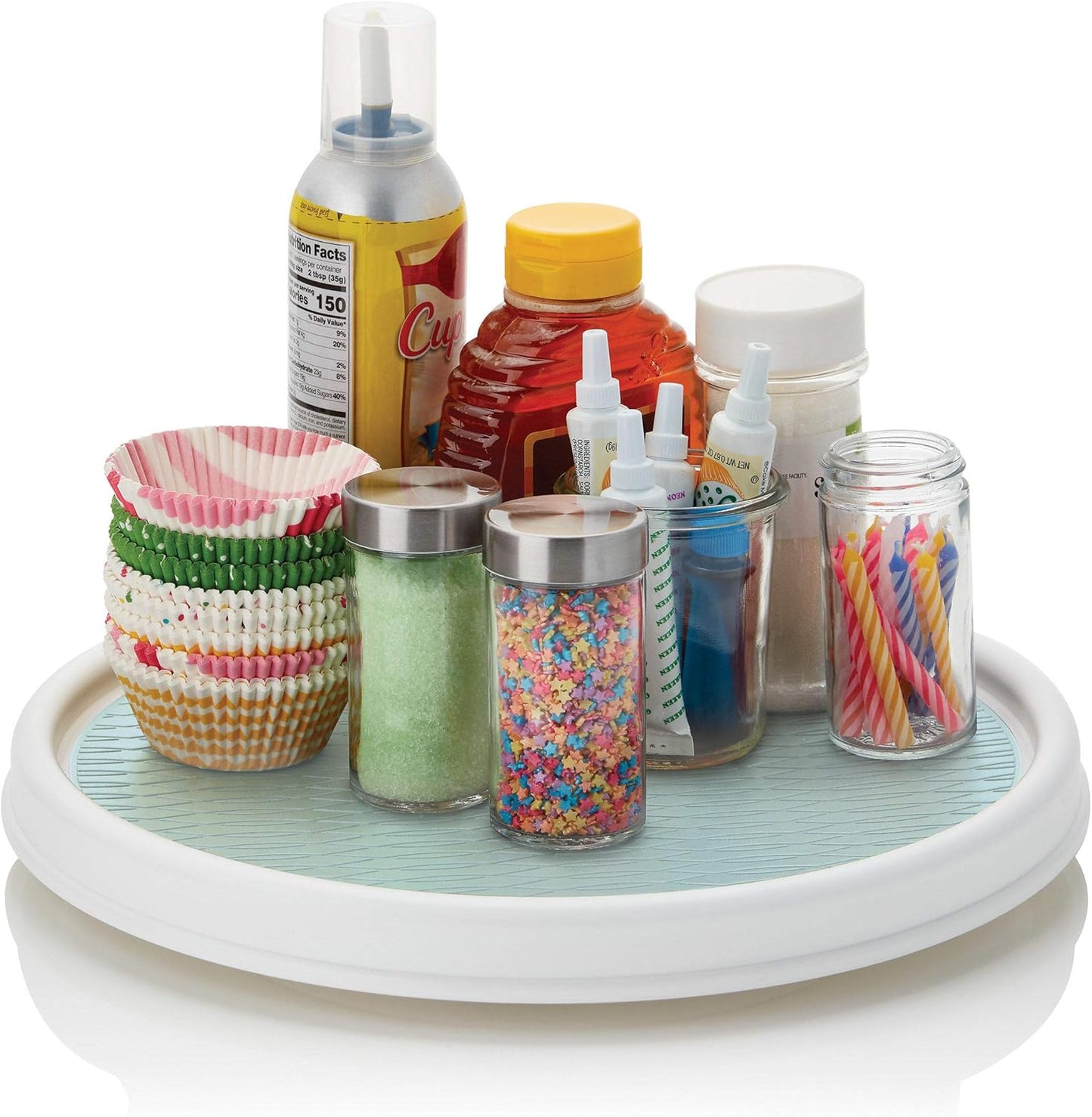 Copco Basics Non-Skid Pantry Cabinet Lazy Susan Turntable, 12-Inch, White (Pack of 2)