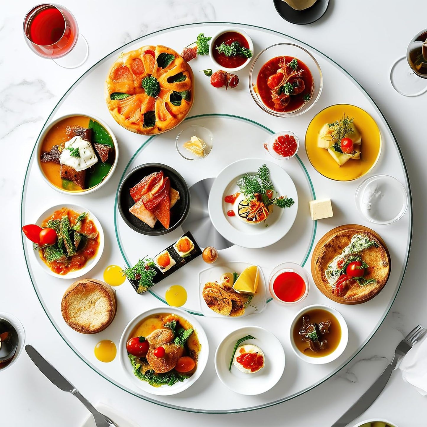 20'' Glass Lazy Susan Turntable Dining Table, 360 ° Round Dinner Plate Rotating Tray Transparent Dinner Plate, Silent and Smooth Rotation of The Dinner Plate (20inch/50cm)