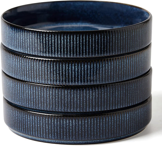 famiware Star 7.5" Pasta Bowls Set, Salad Bowl Set of 4, Double Reactive Glaze, Stackable, Ideal for Your Friend for Housewarming, Festivals, Nebulas Blue