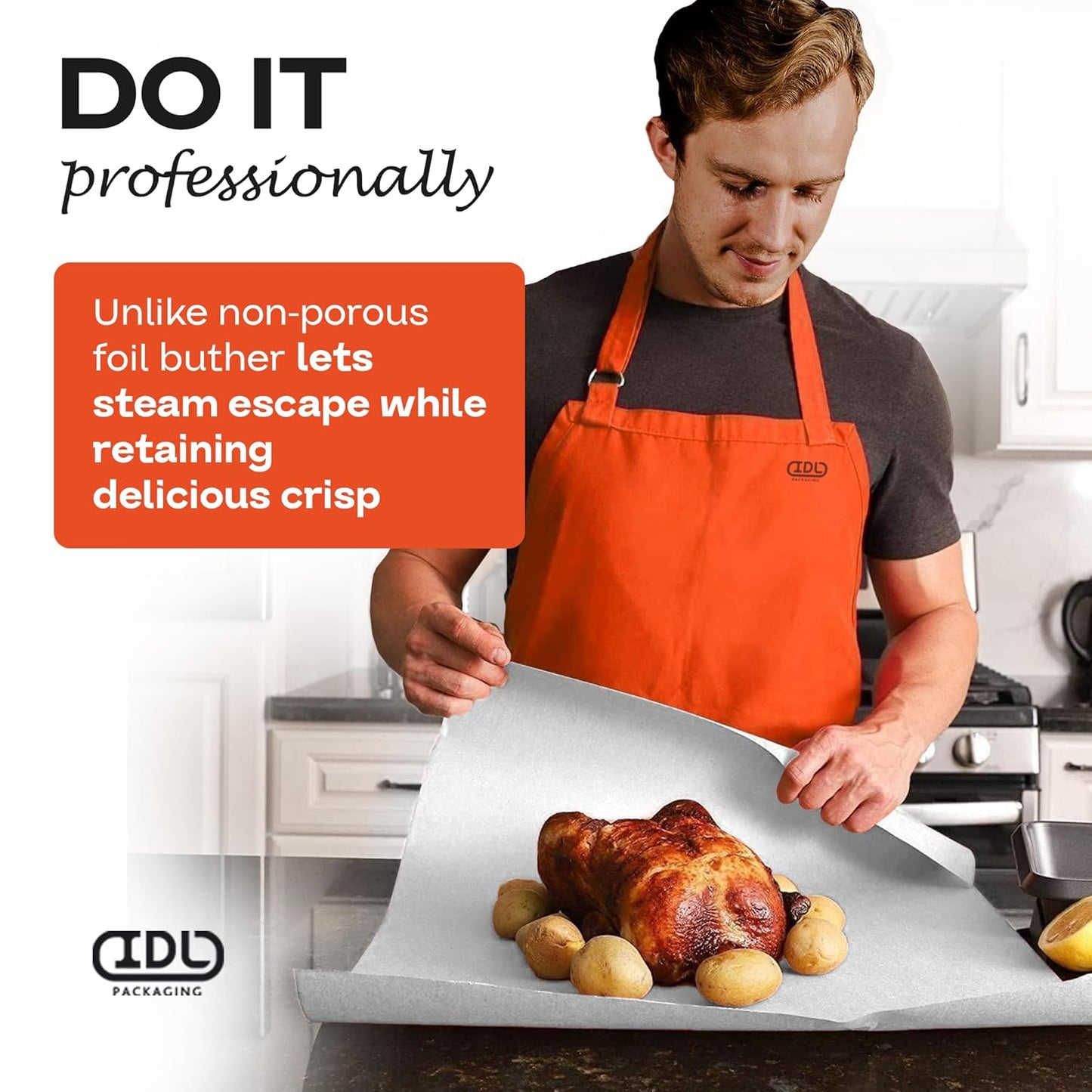 White Butcher Paper 36" x 2160" (180 feet) - USA-Made Natural Butcher Paper Roll for Meat and Fish - Uncoated, Unwaxed & Food-Grade Material for Smoker, Grilling & BBQ by IDL Packaging