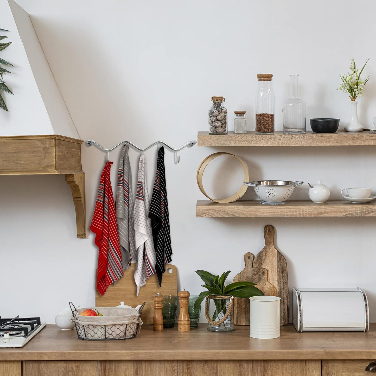 Urban Villa Kitchen Towels (20x30 Inches 12 Pack) Extra Large Premium Salsa Stripes Dish Towels for Kitchen Dish Cloths Highly Absorbent 100% Cotton Kitchen Hand Towels with Hanging Loop Tea Towels