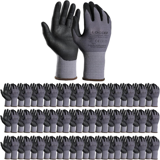 LOCCEF Safety Work Gloves MicroFoam Nitrile Coated-12 Pairs,Seamless Knit Nylon Gloves,Home Improvement,Micro-Foam Gloves